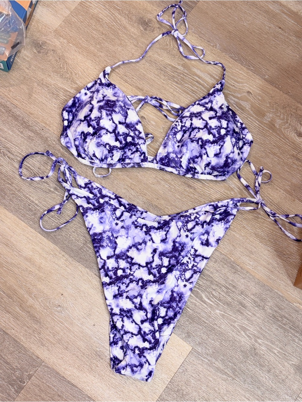 Purple Tie-Dye Triangle Bikini Set - Women Swim Bikini